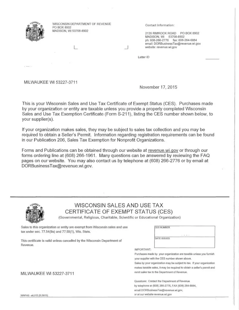 This is an image of a Certificate of Exempt Status document page 2