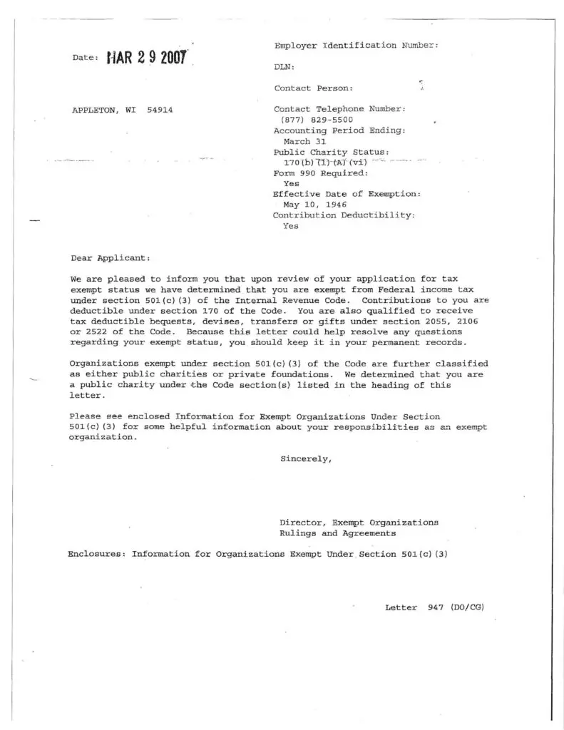 This is an example of an IRS Determination Letter Page 2