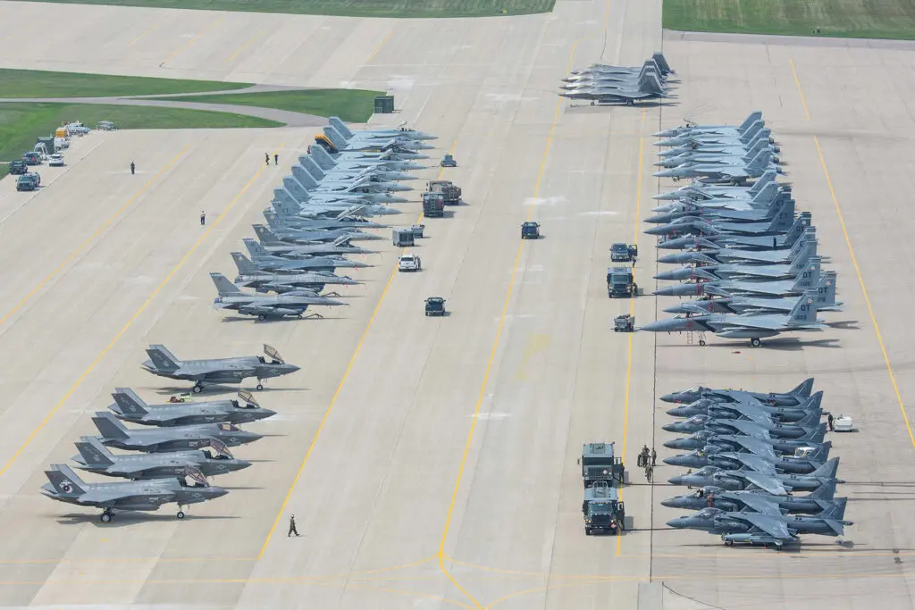 Volk Field Runway full of planes