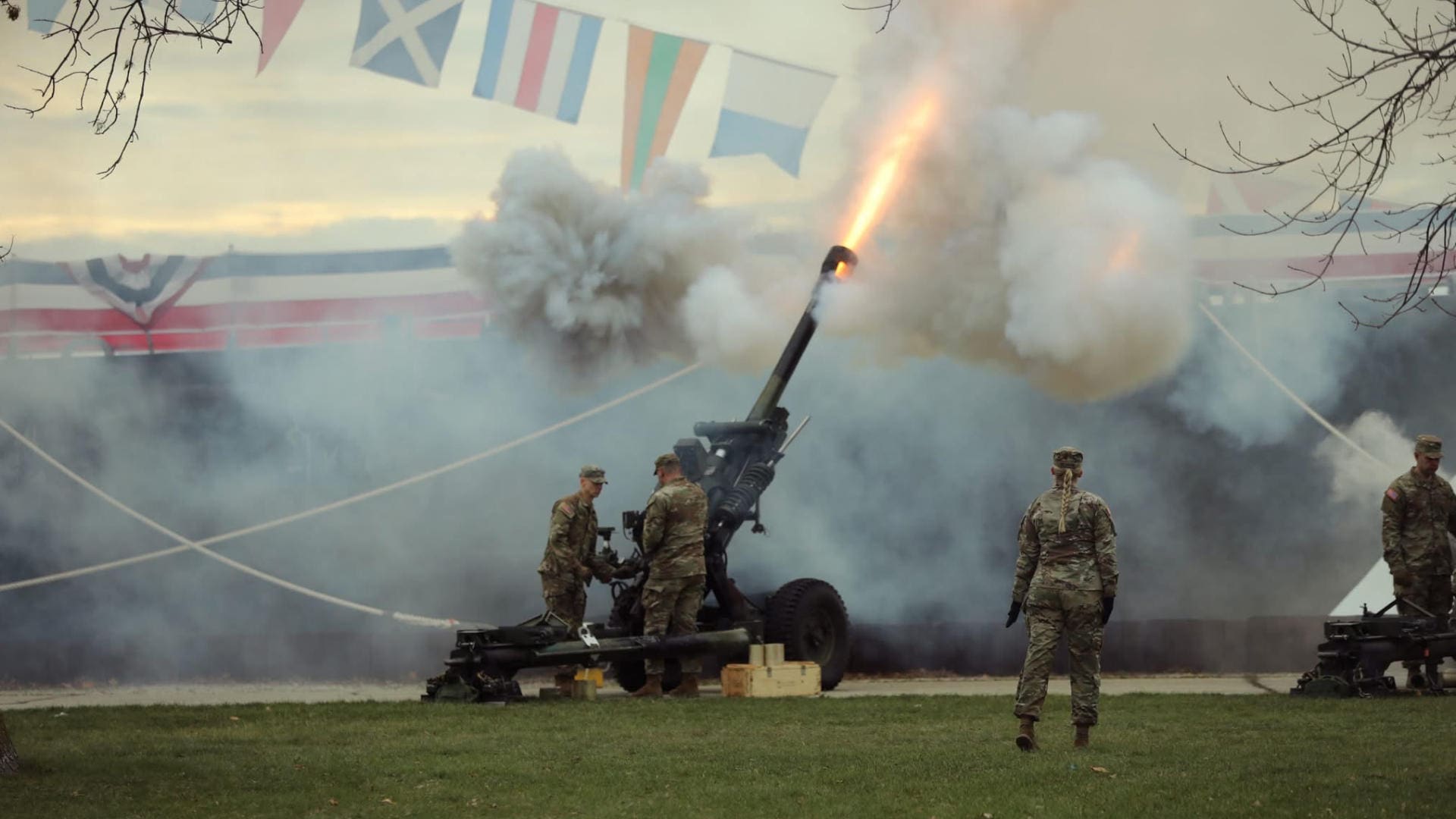 Cannons firing for an exercise