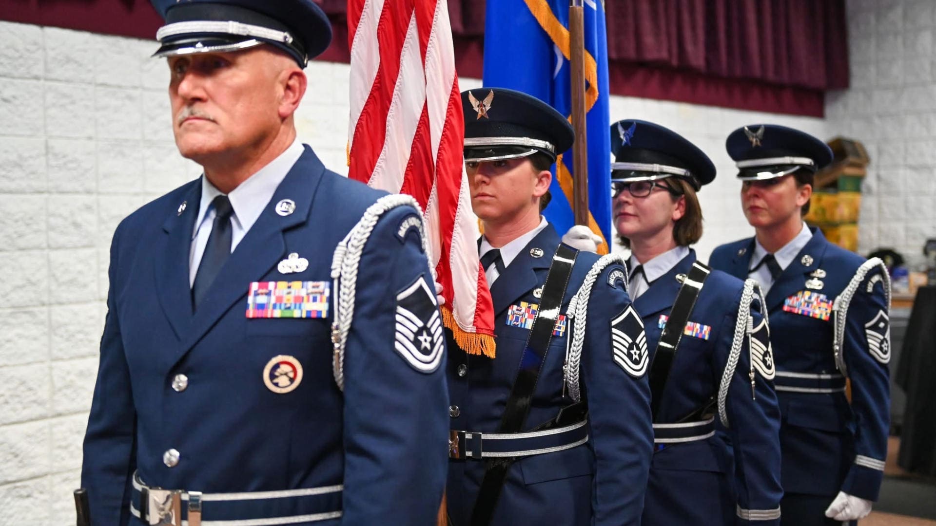 Color guard at attention during an event