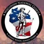 The Wisconsin National Guard logo on a textured background