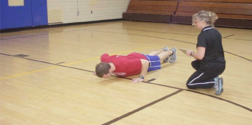 The down form of a pushup as an example