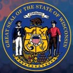 The Seal of Wisconsin logo on a textured background