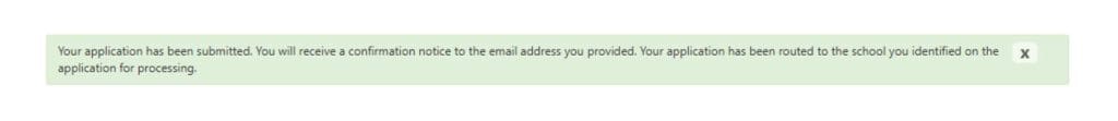 A confirmation message screenshot from the web form