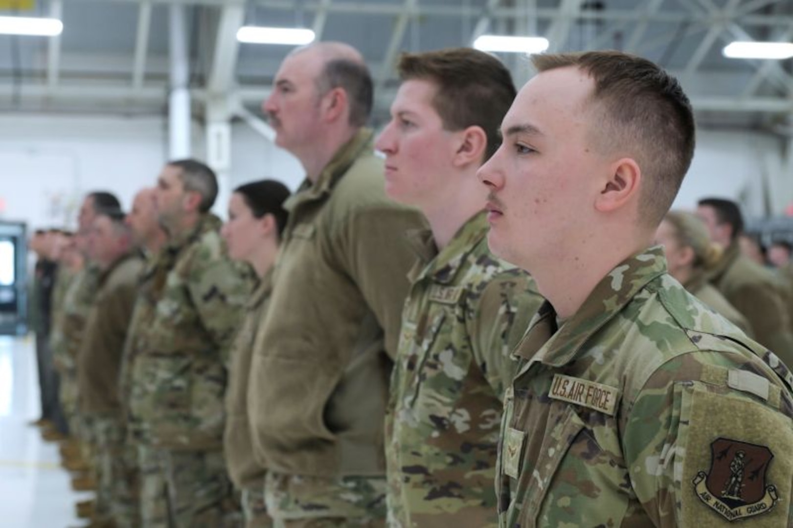 Soldiers at attention during a cermony