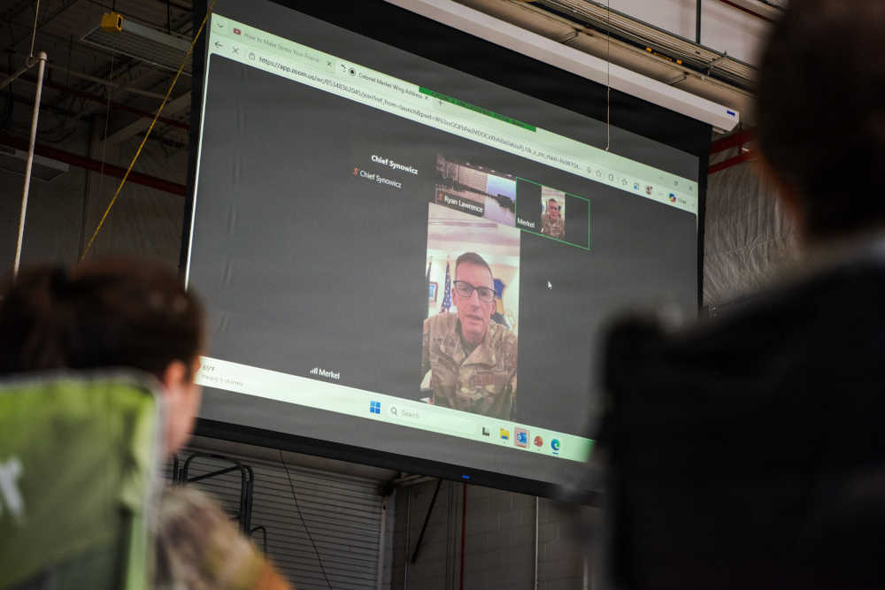 A video message being given to service members