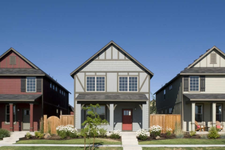 A row of houses generated by computer